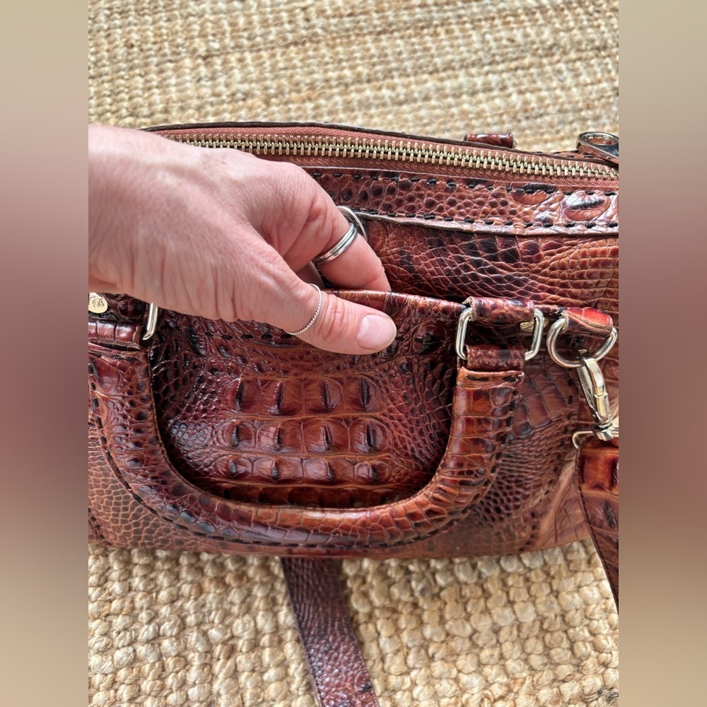 RARE Vintage Ted Baker Brown 100% Leather Crocodile Embossed Bag - Picture 16 of 16